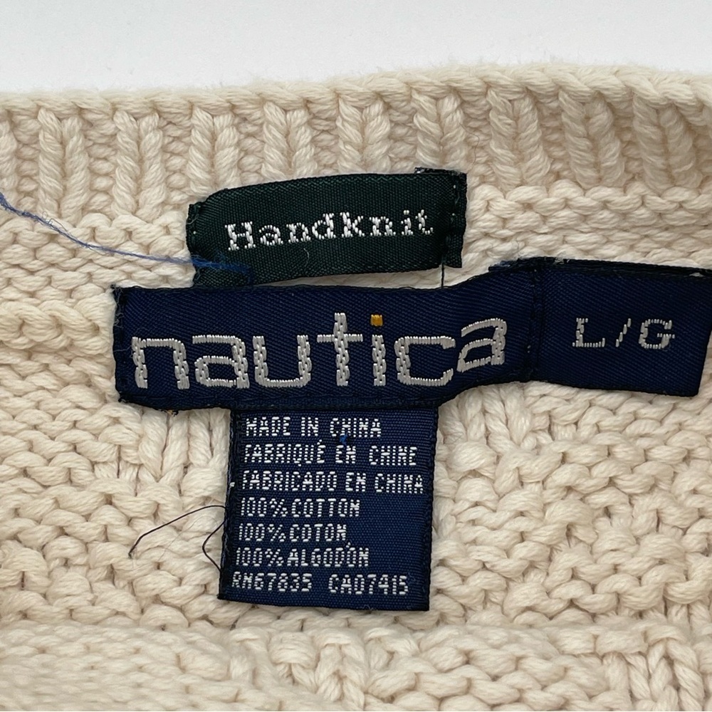 VTG Nautica Sweater Mens Large Wool Blend Fall Hand Knit Retro 90s - Picture 8 of 13